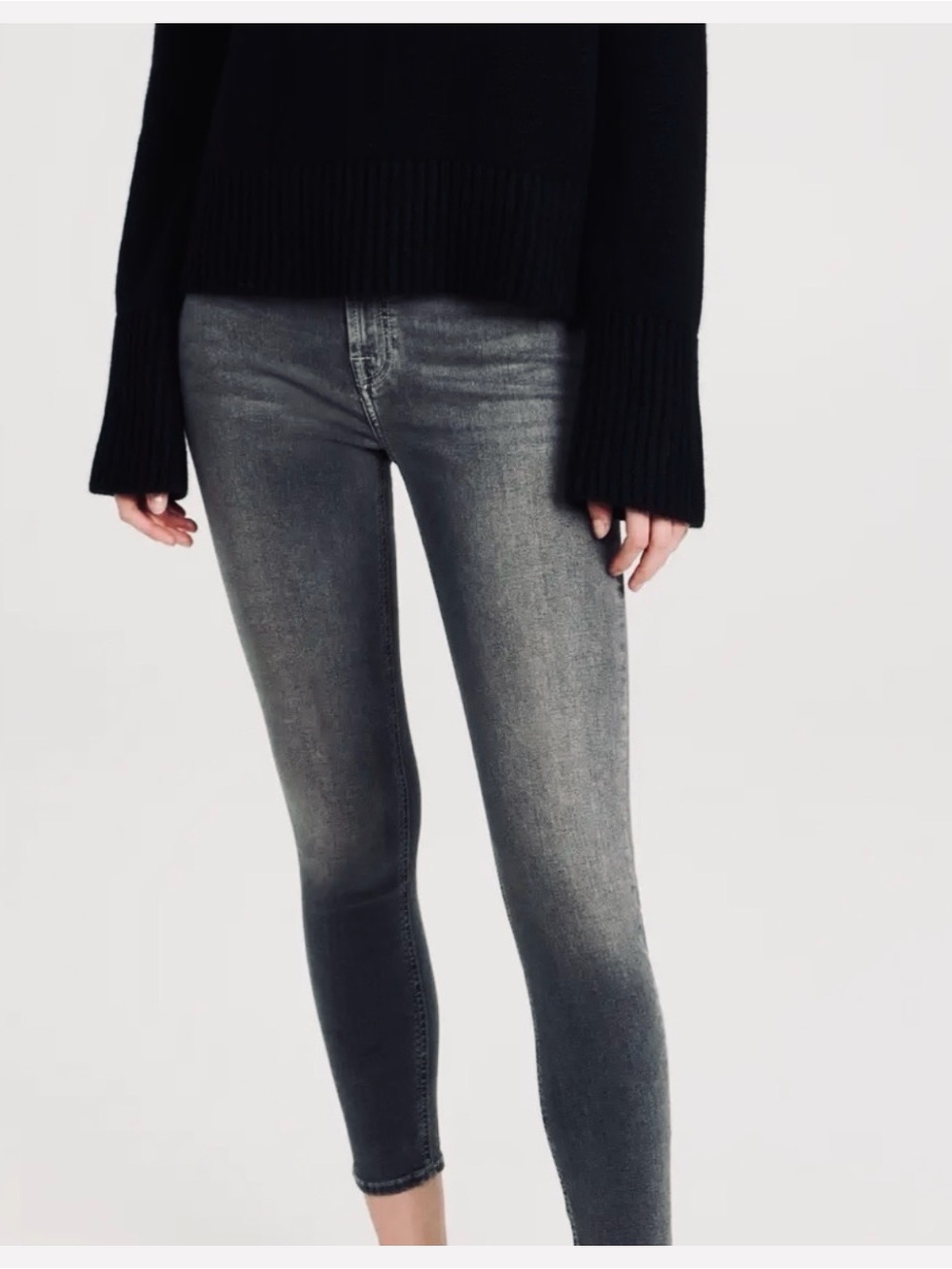 7 For All Mankind High Waist Ankle Skinny in Dark Grey size 27
